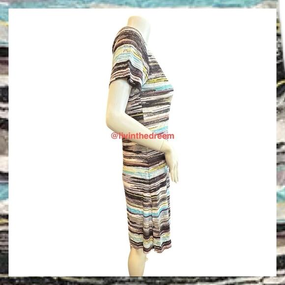 NWT David Cline V-Neck Short Sleeve T-Shirt Dress SZ Small Black Stripe $119 - Picture 9 of 15